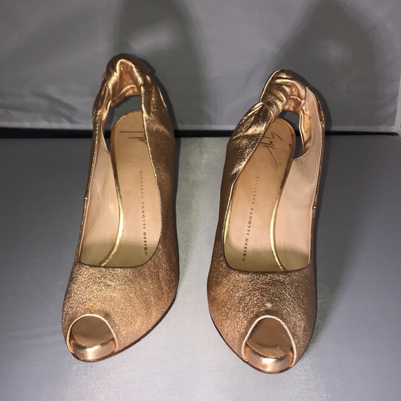 SOLDGiuseppe Zanotti Rose Gold Slingbacks 37.5 - Picture 7 of 8